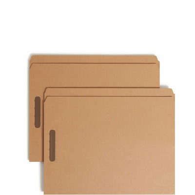 Smead Straight Tab Cut Letter Recycled Fastener Folder, Kraft, 8 1/2" Width x 11" Length, 50 / Box, SMD14813