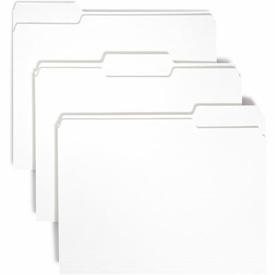 Smead Colored 1/3 Tab Cut Letter Recycled Top Tab File Folder, White, 8 1/2" Width x 11" Length, 100 / Box, SMD12843