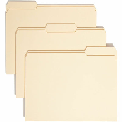 Smead 1/3 Tab Cut Letter Recycled Top Tab File Folder, Manila, 8 1/2" Width x 11" Length, 100 / Box, SMD10347