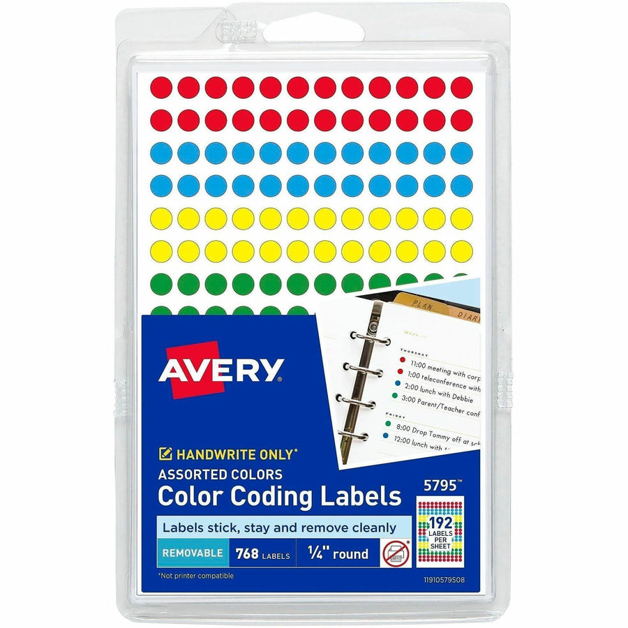 Avery Dot Stickers, 1/4" Diameter, Assorted, 760 Total (5795), Yellow, 760 / Pack — view 1