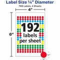 Avery Dot Stickers, 1/4" Diameter, Assorted, 760 Total (5795), Yellow, 760 / Pack, AVE05795