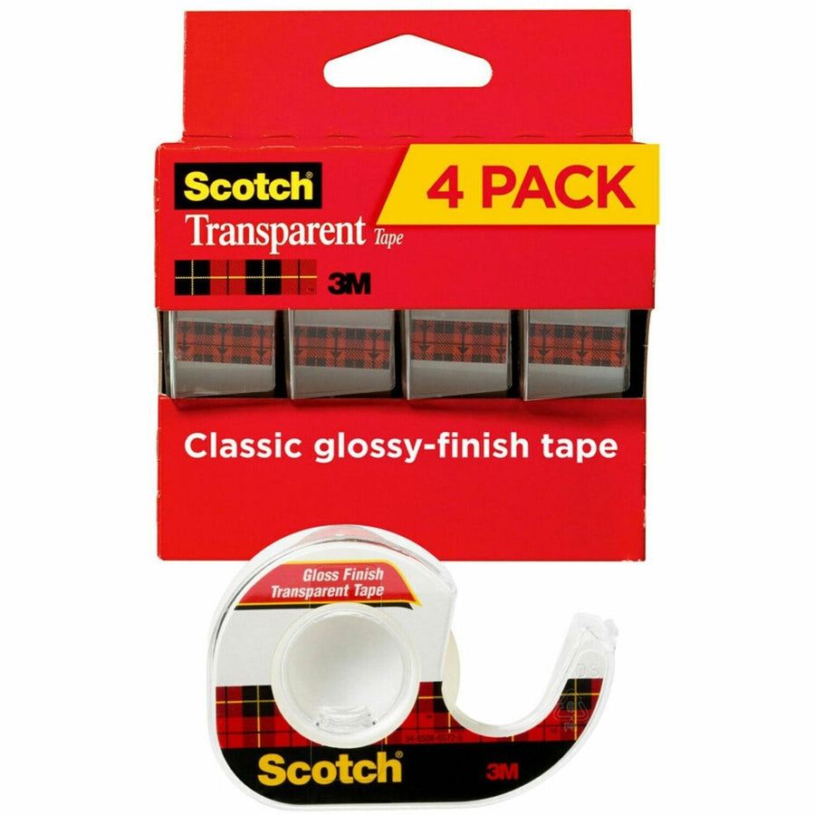 Scotch Transparent Tape, Clear, 0.75", 23.61 yd, Glossy, 1 / Pack, MMM4184