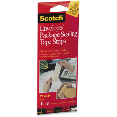 3M Scotch Envelope/Package Sealing Tape Strips, Clear, 2 / Pack, MMM3750P2CR