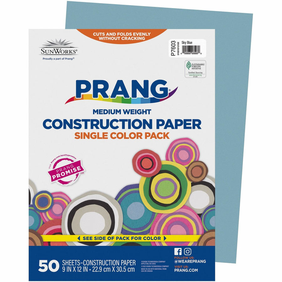 Prang Construction Paper, Sky Blue, Groundwood, Chemical-free, 1 / Pack, PAC7603