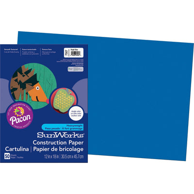 Pacon SunWorks Construction Paper, Brite Blue, 50 / Pack, PAC7507