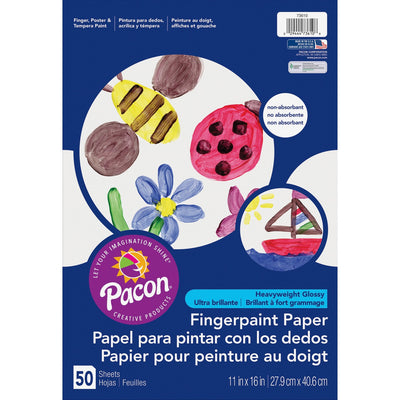 Dixon Ticonderoga Pacon Coated Finger Paint Art Paper, 11" x 16", 1 Pack, PAC73610
