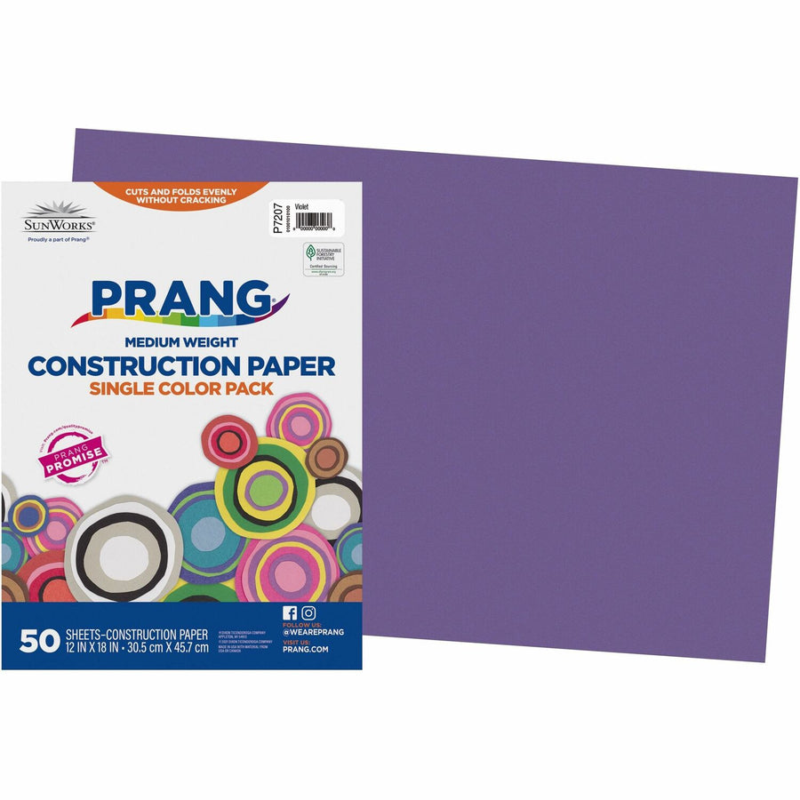 Prang Construction Paper, Violet, Groundwood, Chemical-free, 1 / Pack, PAC7207
