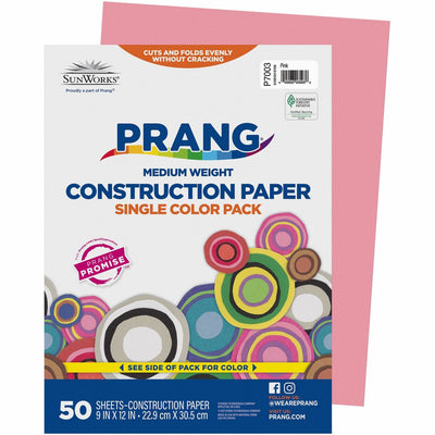 Dixon Ticonderoga Prang Construction Paper, Pink, 1 Pack, PAC7003