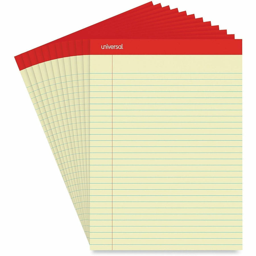 Universal Notepad, 8.5" x 11.75", Tape Bound, 16 lb, 50, 1 Dozen, UNV10630