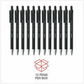 Universal Ballpoint Pen, Retractable, Medium 1 mm, Black Ink, Black Barrel, Dozen, 1 Dozen, UNV15510