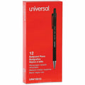 Universal Ballpoint Pen, Retractable, Medium 1 mm, Black Ink, Black Barrel, Dozen, 1 Dozen, UNV15510