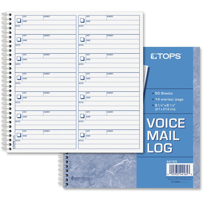 TOPS Voice Message Log Book, White, 8.50" Width x 8.25" Length, TOP44165