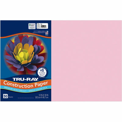 Dixon Ticonderoga Tru-Ray Heavyweight Construction Paper, Pink, 1 Pack, PAC103044