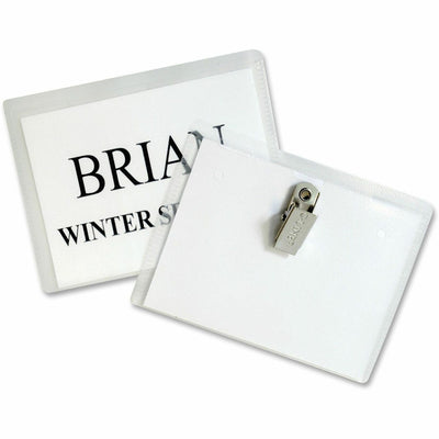 C-Line Laser/Inkjet Clip Style Badge Holder Kits, White, 96 / Box, CLI95596