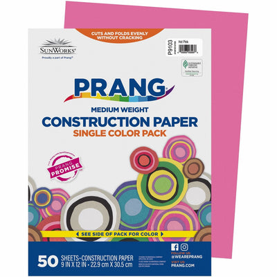 Dixon Ticonderoga Prang Construction Paper, Hot Pink, 1 Pack, PAC9103