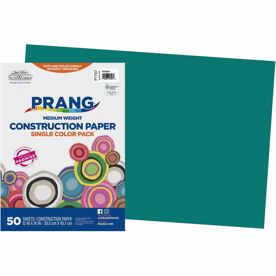 Prang Construction Paper, Turquoise, Crack Resistant, 1 / Pack, PAC7707