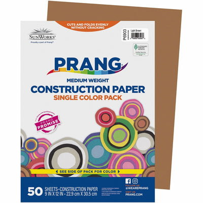 Dixon Ticonderoga Prang Construction Paper, Light Brown, 1 Pack, PAC6903