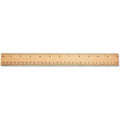 Universal Flat Wood Ruler with Double Metal Edge, 12", Clear Lacquer Finish, UNV59021