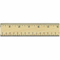 Universal Flat Wood Ruler with Double Metal Edge, 12", Clear Lacquer Finish, UNV59021