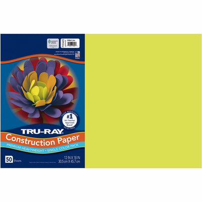 Dixon Ticonderoga Tru-Ray Construction Paper, Brilliant Lime, 1 Pack, PAC103425
