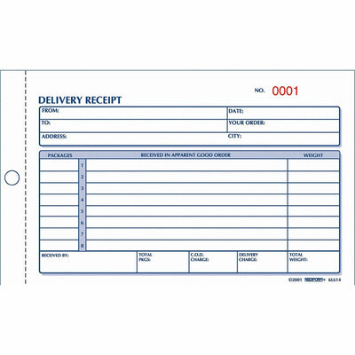 Rediform Carbonless Delivery Receipt Books, Manila, 50, Flexible Cover, RED6L614