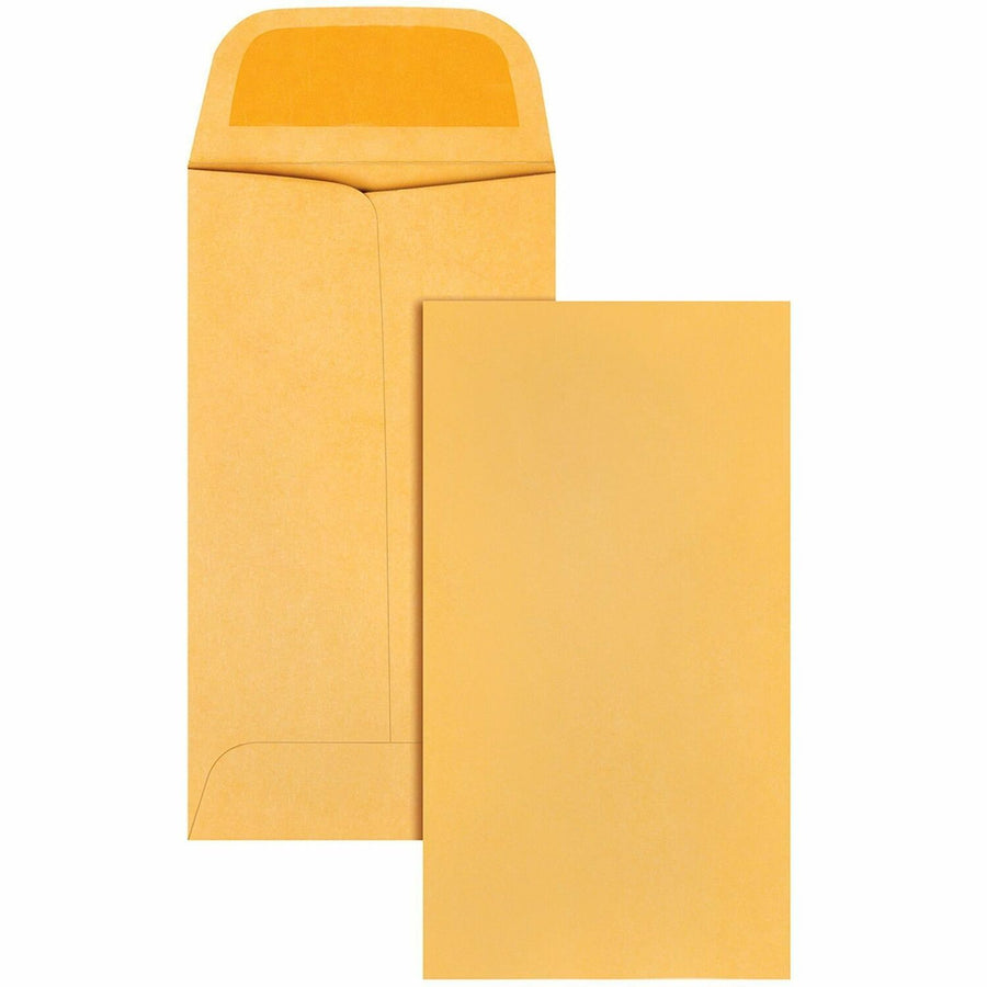Quality Park No. 5 Coin/Small Parts Envelopes with Gummed Flap, Light Brown, Kraft, 28 lb, Tear Resistance, 500 / Box, QUA50462