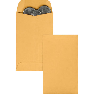 Quality Park No. 3 Coin and Small Parts Envelope with Gummed Flap, Kraft, 500 / Box, QUA50262