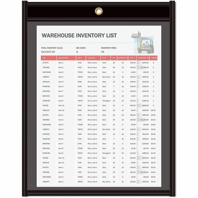 C-Line Shop Ticket Holders - Stitched - One Side Clear - 11" x 14", Black, 1 Box, CLI45114