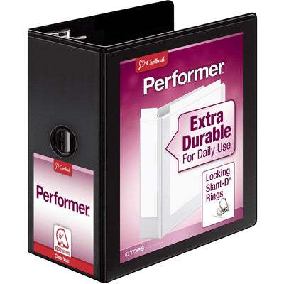 TOPS Cardinal Performer ClearVue 5" Slant-D Binder, Black, 8 1/2" Width x 11" Length, CRD17951