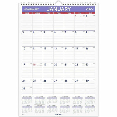 ACCO At-A-Glance Wall Calendar, Red, 12", 12EA/CT — view 1