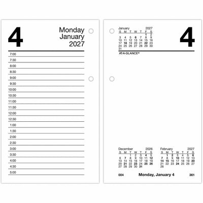 ACCO At-A-Glance Loose-Leaf Desk Calendar Refill, Black, 3 1/2", AAGE71750