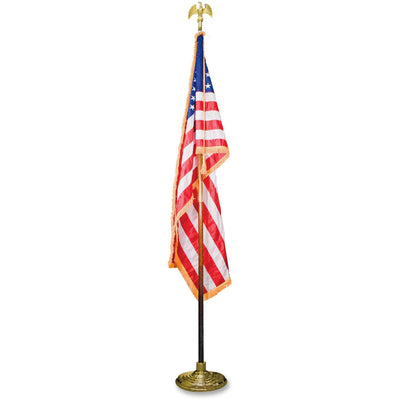 Advantus Goldtone Eagle Deluxe U.S. Flag Set, Blue, AVTMBE031400