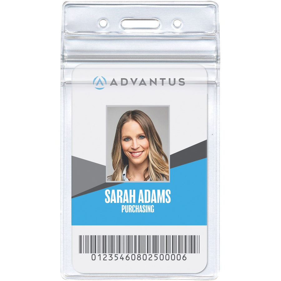 Advantus Vertical Resealable Badge Holder, Clear, 50 / Pack — view 1