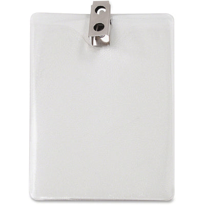 Advantus Vertical Badge Holder with Clip, Clear, 50 / Pack, AVT75457