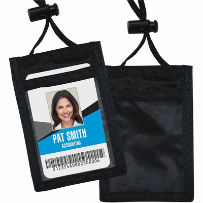 Advantus Vertical ID/Convention Neck Pouch, Black, 12 / Pack, AVT75453