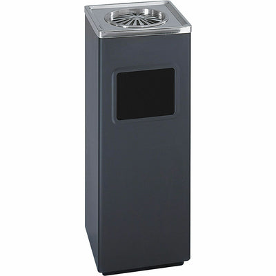 Safco Sandless Square Ash Urn/Trash Receptacle, Black, 3 gal, SAF9696BL