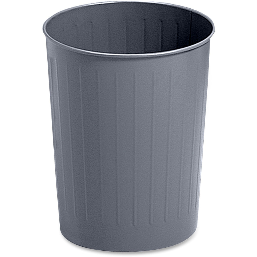 Safco Fire-safe Steel Round Wastebasket, Charcoal, 5.88 gal, SAF9604CH