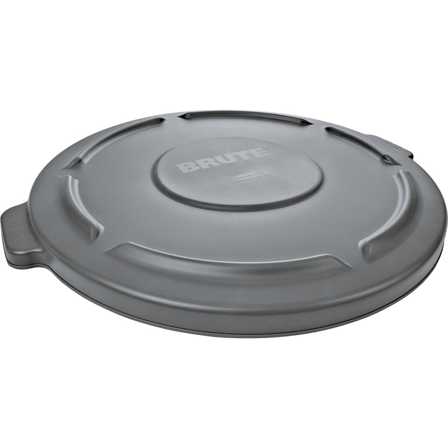 Rubbermaid Commercial Brute 32-Gallon Container Flat Lid, Gray, Plastic, Rust Resistant, RCP263100GY
