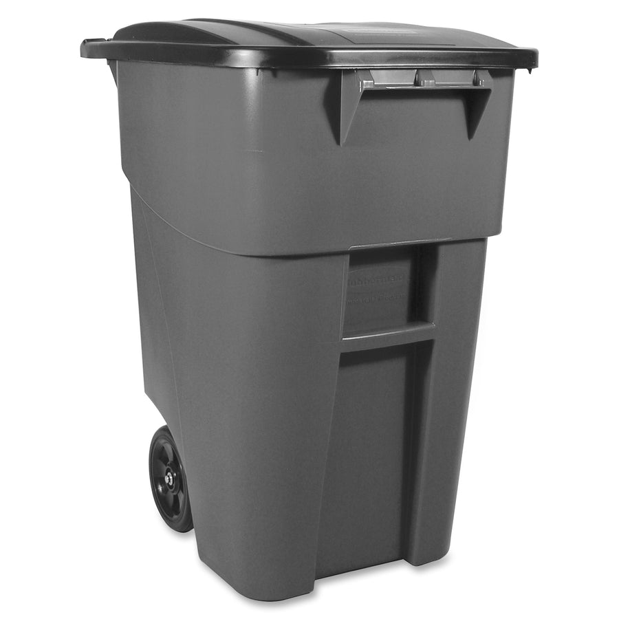 Rubbermaid Commercial Brute Rollout Container with Lid, 23.4" x 36.2", Gray, 50 gal, RCP9W2700GRAY