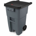 Rubbermaid Commercial Brute Rollout Container with Lid, Gray, 50 gal, RCP9W2700GRAY