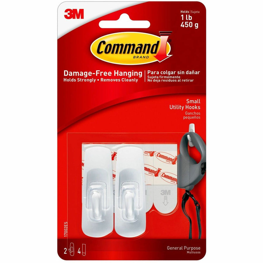 Command Utility Hooks, White, Plastic, 6 / Bag, MMM17002