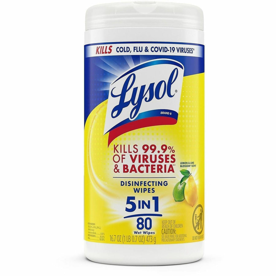 Lysol Disinfecting Wipes, White, Pre-moistened, RAC77182