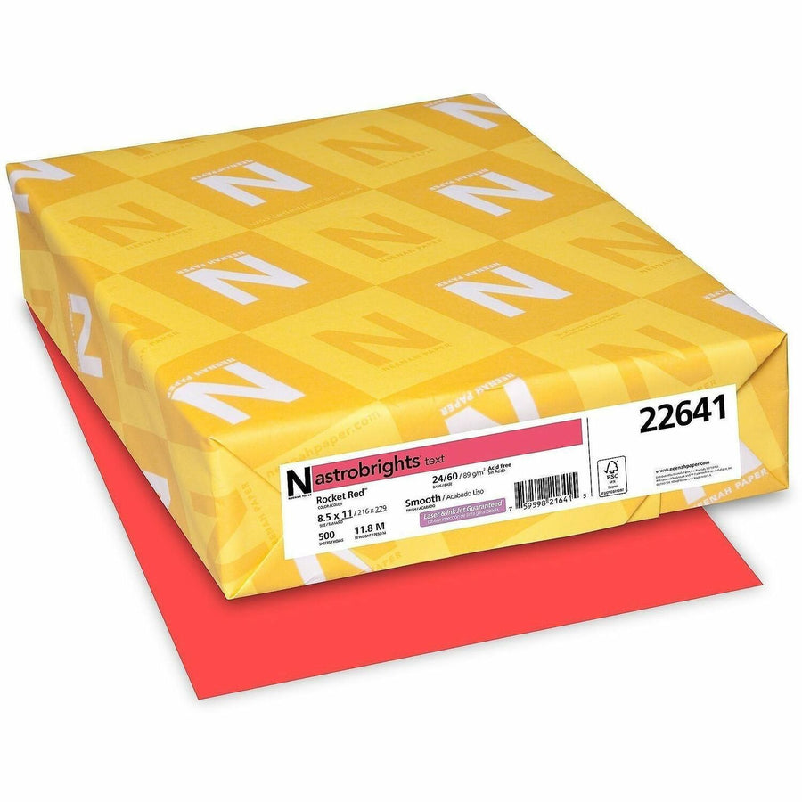 Astrobrights Color Copy Paper - Rocket Red, 8.5" x 11", 24 lb, Heavyweight, 500 / Ream, WAU22641