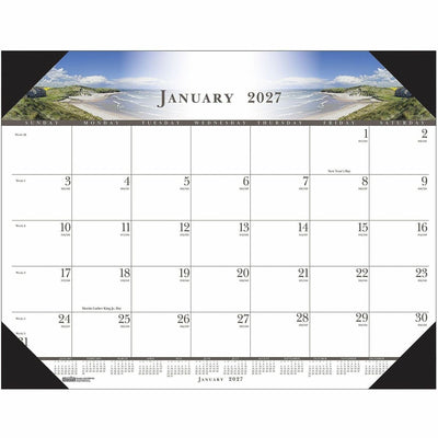 House of Doolittle Recycled Illustrated Desk Pad Calendar, White, 22", 12EA/PK 4PK/CT — view 1