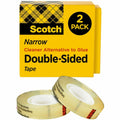 3M Scotch Permanent Double-Sided Tape - 1/2"W, Clear, 1 Pack, MMM665-2PK