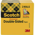 3M Scotch Permanent Double-Sided Tape - 1/2"W, Clear, 1 Pack, MMM665-2PK