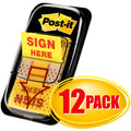 3M Post-it Message Flag Value Pack, Yellow, 12 / Box, MMM680SH12