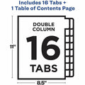 Avery Double Column Dividers, 16 Tabs, Ready Index (11320), White, 16 / Set, AVE11320