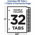 Avery R) Double Column Dividers, 32 Tabs, Ready Index (11322), White, 32 / Set, AVE11322