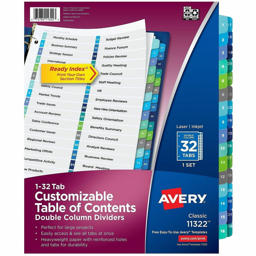 Avery R) Double Column Dividers, 32 Tabs, Ready Index ), White, 32 / Set — view 1